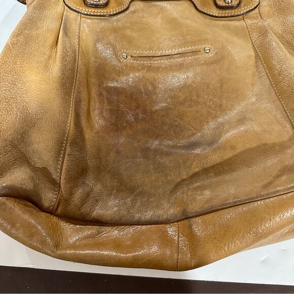 B. Makowsky Brown Tan Leather Shoulder Hobo Bag - Picture 12 of 16